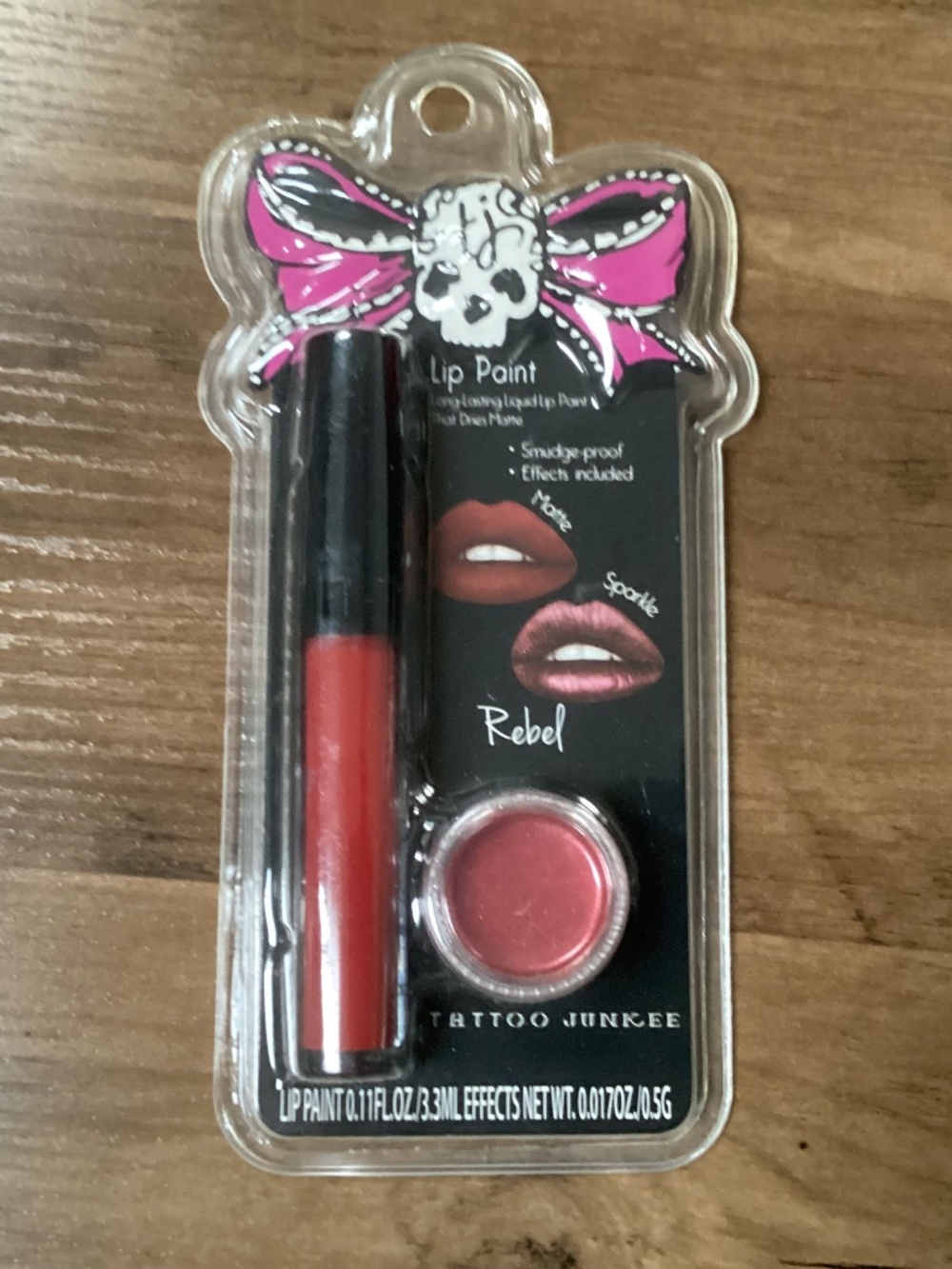 Tattoo Junkee Lip Paint Matte Rebel Red Sparkle Effects New